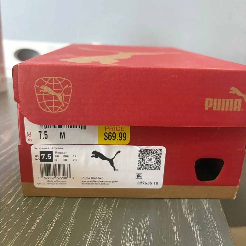 Women’s cream & pink Puma sneakers - Picture 3 of 4